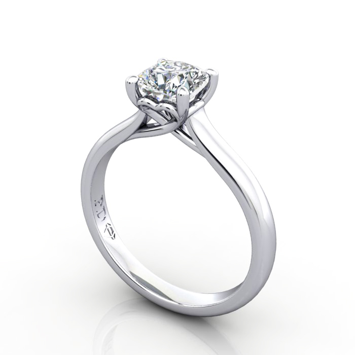Cushion Engagement Ring, Platinum, RS1, 3D Cushion Engagement Ring, Platinum, RS1, 3D