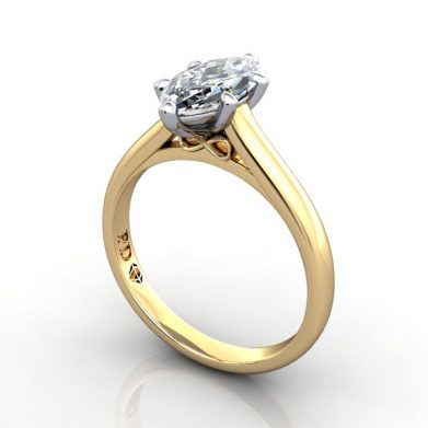 Marquise Engagement Ring, Yellow Gold, RS34, 3D