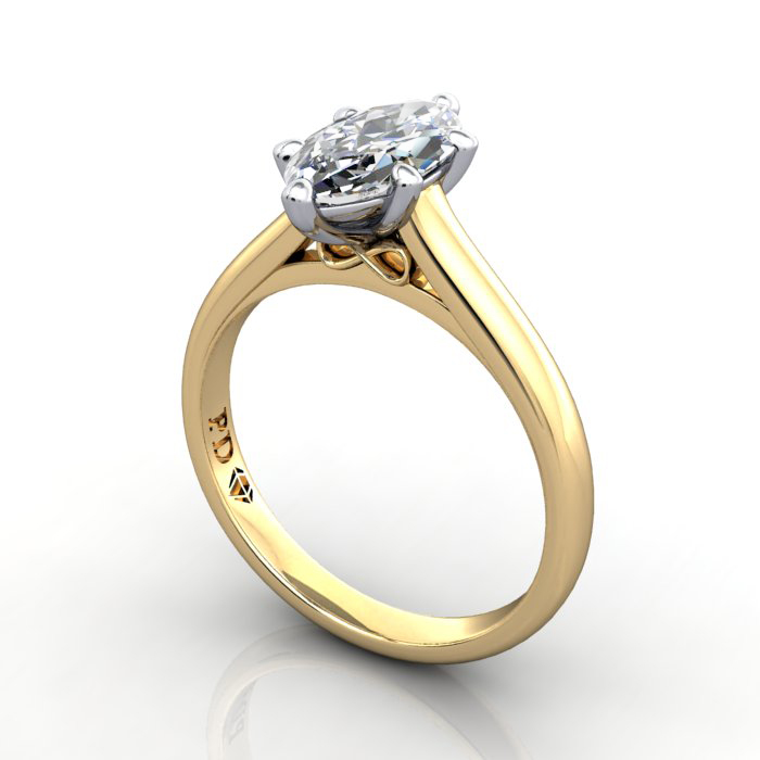 Marquise Engagement Ring, Yellow Gold, RS34, 3D Marquise Engagement Ring, Yellow Gold, RS34, 3D