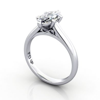 Marquise Engagement Ring, White Gold, RS34, 3D