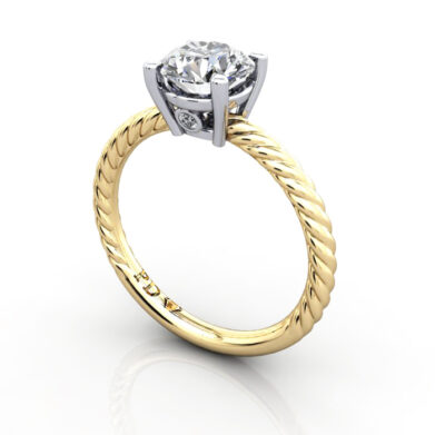 Solitaire Diamond Ring, RS47, Yellow Gold, 3D