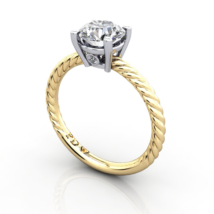 Solitaire Diamond Ring, RS47, Yellow Gold, 3D Solitaire Diamond Ring, RS47, Yellow Gold, 3D