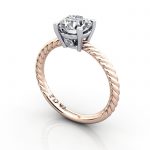 Solitaire Diamond Ring, RS47, Rose Gold, 3D