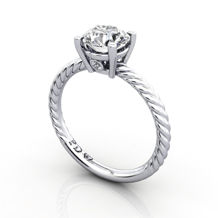 Solitaire Diamond Ring, RS47, Platinum, 3D Solitaire Diamond Ring, RS47, Platinum, 3D