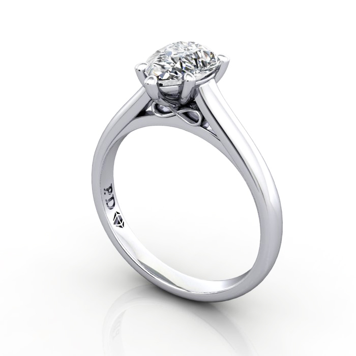 Pear Shape Engagement Ring, White Gold, RS34, 3D Pear Shape Engagement Ring, White Gold, RS34, 3D