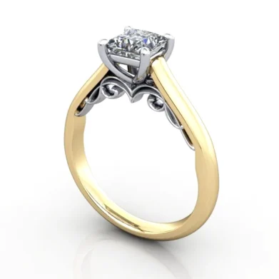 Solitaire-Diamond-Ring-RS35-Yellow-Gold-Princess-Cut-3D
