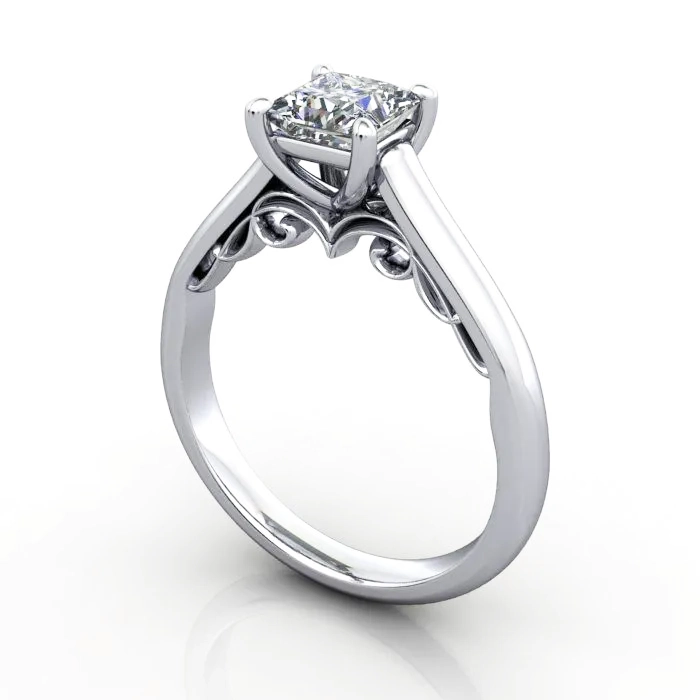 Solitaire-Diamond-Ring-RS35.-Platinum-Princess-Cut-3D Solitaire-Diamond-Ring-RS35.-Platinum-Princess-Cut-3D