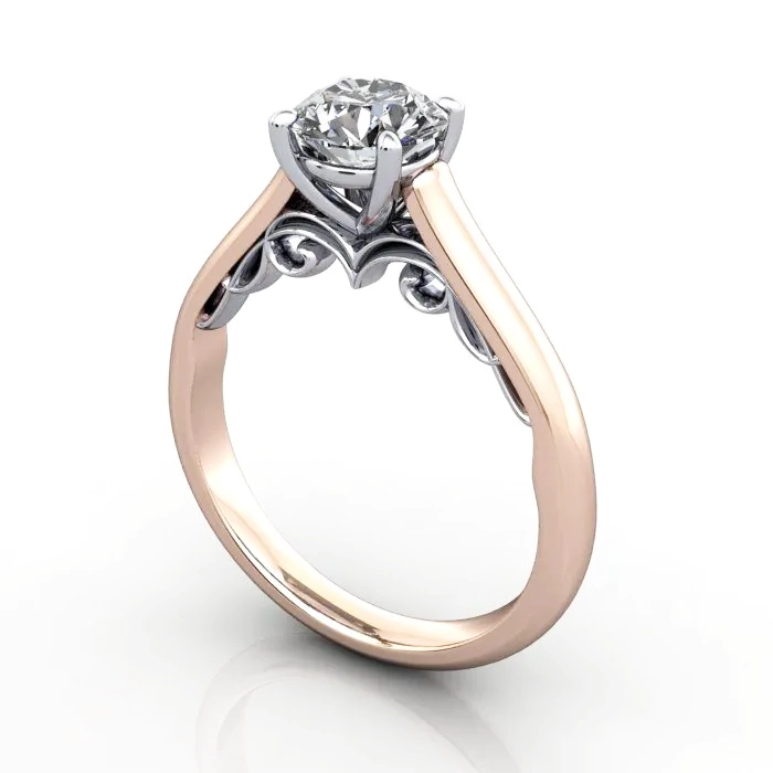 Solitaire-Diamond-Ring-RS35.-Rose-Gold-Round-Brilliant-3D Solitaire-Diamond-Ring-RS35.-Rose-Gold-Round-Brilliant-3D
