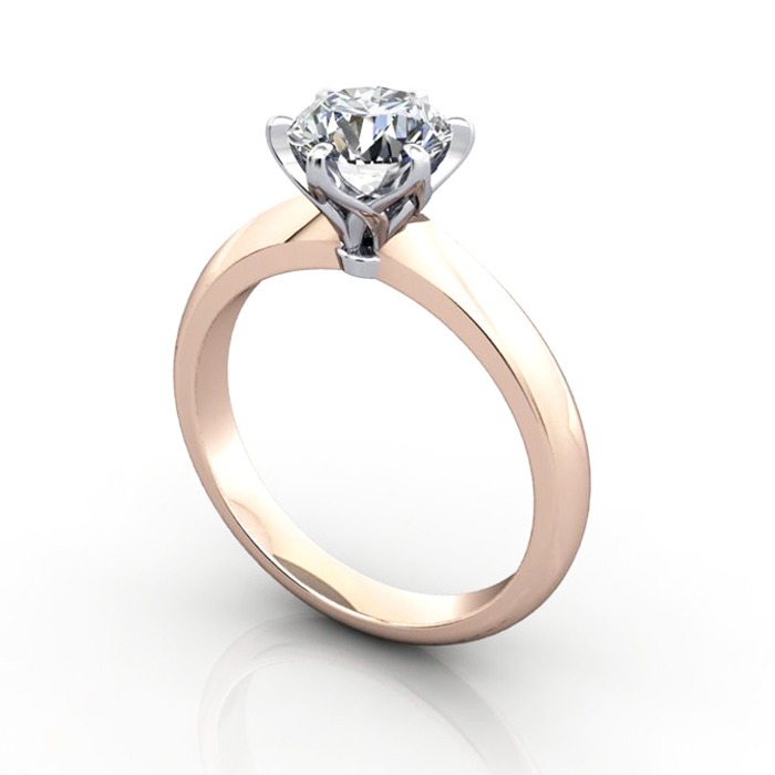 Engagement Ring, Round Brilliant, RS15, Rose Gold, 3D