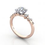 Video-Solitaire ring with scatter accents, RSA11, RG, 3D