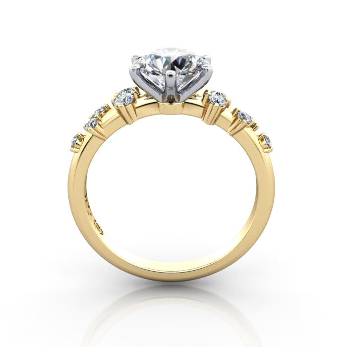 Solitaire ring with scatter accents, RSA11, YG, TF