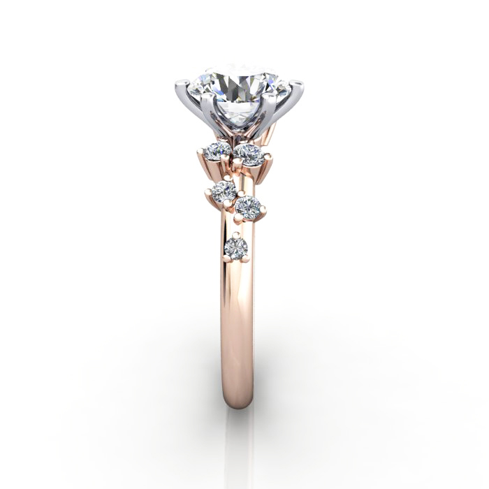 Solitaire ring with scatter accents, RSA11, RG, SV