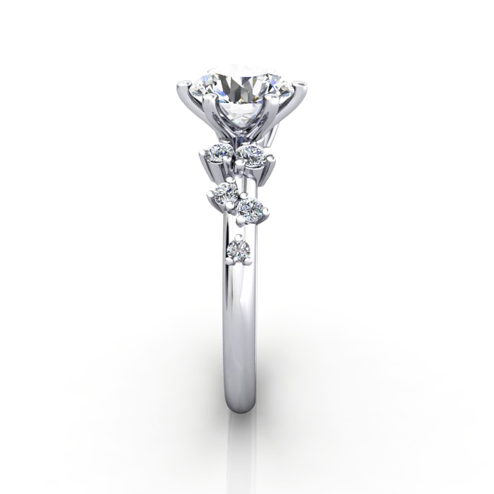Solitaire ring with scatter accents, RSA11, Plat, SV