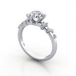 Solitaire ring with scatter accents, RSA11, Plat, 3D