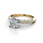 Solitaire ring with twist accent, RSA7, YG, LF