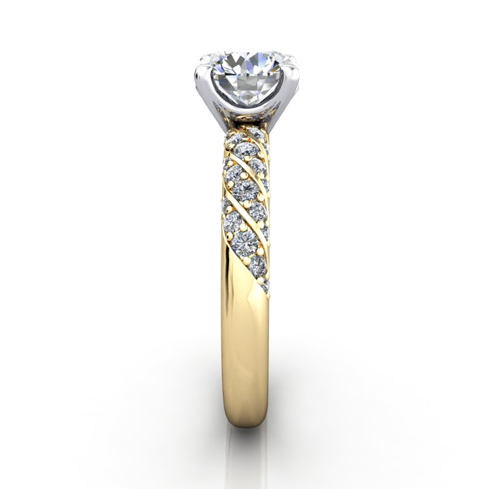 Solitaire ring with twist accent, RSA7, YG, SV