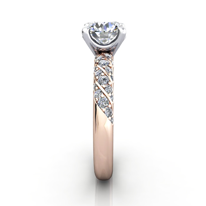 Solitaire ring with twist accent, RSA7, RG, SV