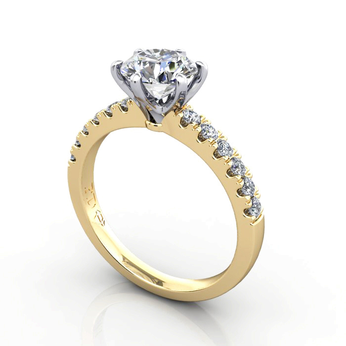 Engagement Ring, YG, Round, RSA6, 3D