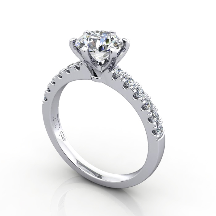Engagement Ring, Platinum, Round, RSA6, 3D