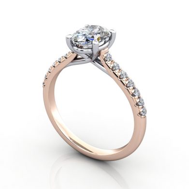 Diamond Solitaire RSA44 Oval Rose 3D