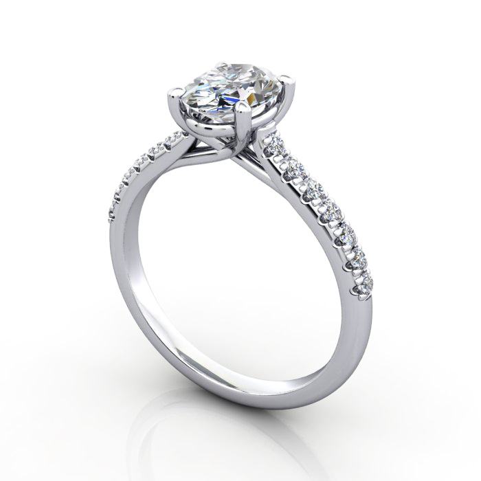 Diamond Solitaire RSA44 Oval Platinum 3D
