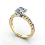 Engagement Ring, YG, Round Brilliant cut diamond, RSA4, 3D