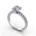 Engagement Ring, Platinum, Round Brilliant cut diamond, RSA4, 3D