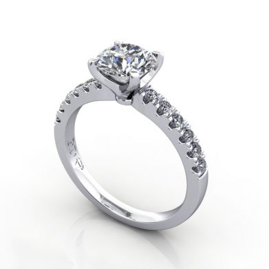 Engagement Ring, Platinum, Round Brilliant cut diamond, RSA4, 3D