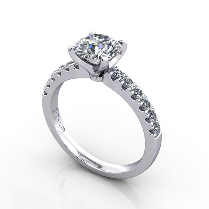 Engagement Ring, Platinum, Round Brilliant cut diamond, RSA4, 3D