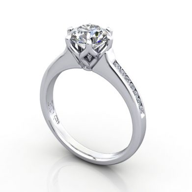 Engagement Ring, Platinum, Round diamond, RSA3, 3D