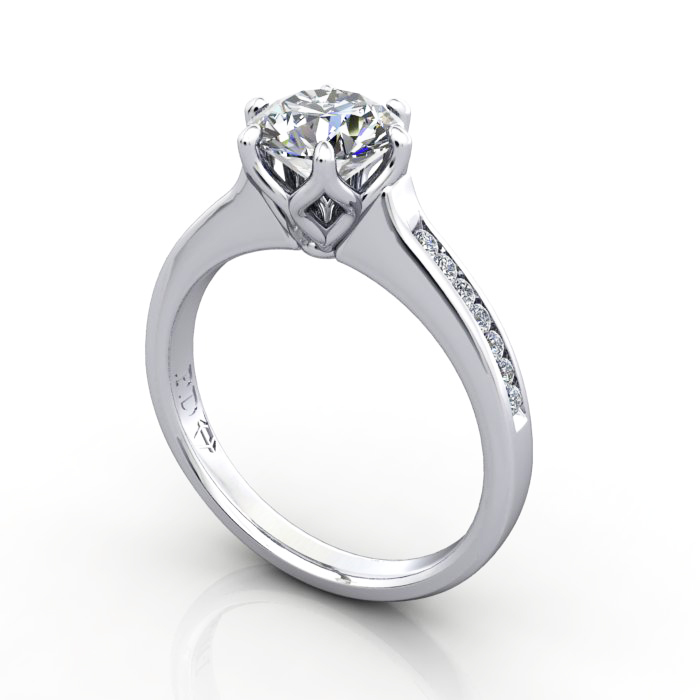 Engagement Ring, Platinum, Round diamond, RSA3, 3D