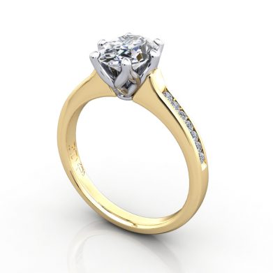 Engagement Ring, YG, Oval diamond, RSA3, 3D