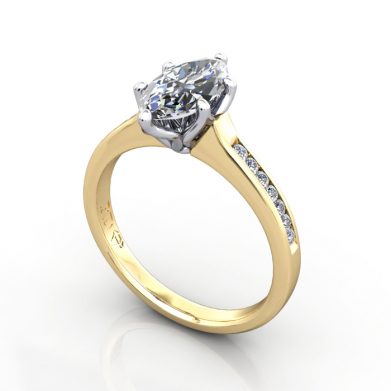 Engagement Ring, YG, Marquise cut diamond, RSA3, 3D