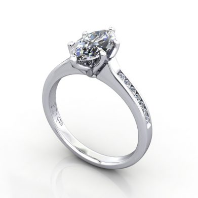 Engagement Ring, Platinum, Marquise cut diamond, RSA3, 3D