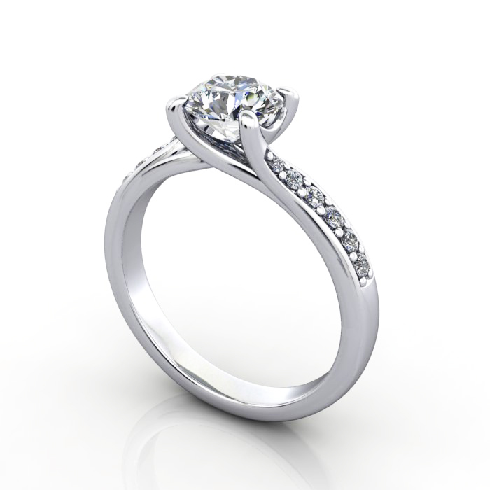 Diamond Solitaire RSA10 Round Platinum 3D