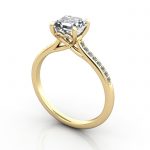 Engagement Ring, Yellow Gold, Asscher Cut Diamond, 3D, Thumbnail