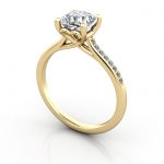 Engagement Ring, Yellow, Cushion Cut Diamond, RSA1, 3D Thumbnail