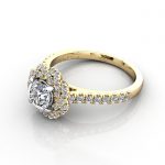 Halo Engagement Ring, Yellow Gold, RH7, LF