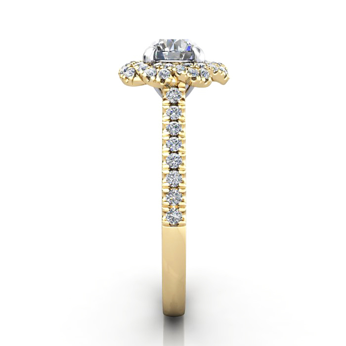 Halo Engagement Ring, Yellow Gold, RH7, SV