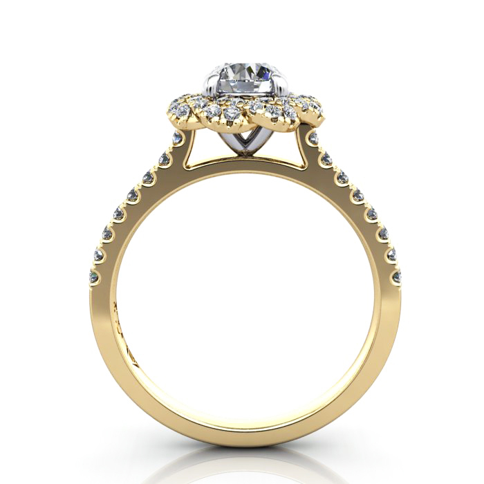 Halo Engagement Ring, Yellow Gold, RH7, TF