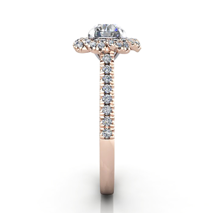 Halo Engagement Ring, Rose Gold, RH7, SV
