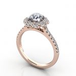 Video-Halo Engagement Ring, Rose Gold, RH7, 3D