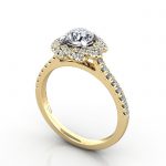 Video-Halo Engagement Ring, Yellow Gold, RH7, 3D