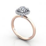 Video-Halo Engagement Ring, Rose Gold, RH6, 3D