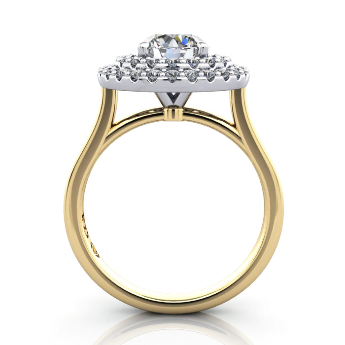 Halo Engagement Ring, Yellow Gold, RH5, TF