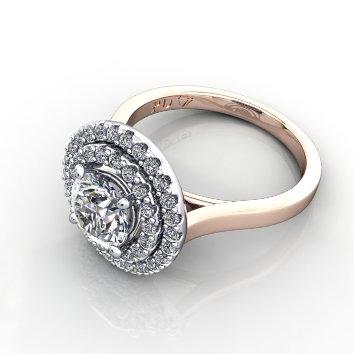 Halo Engagement Ring, Rose Gold, RH5, LF