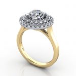 Video-Halo Engagement Ring, Yellow Gold, RH5, 3D