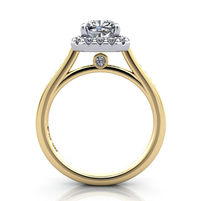 Cushion Engagement Ring, Yellow Gold, RH4, TF