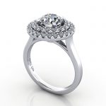 Video-Halo Engagement Ring, Platinum, RH5, 3D
