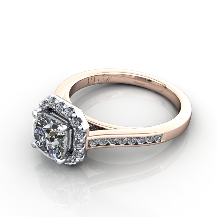 Cushion Engagement Ring, Rose Gold, RH4, LF